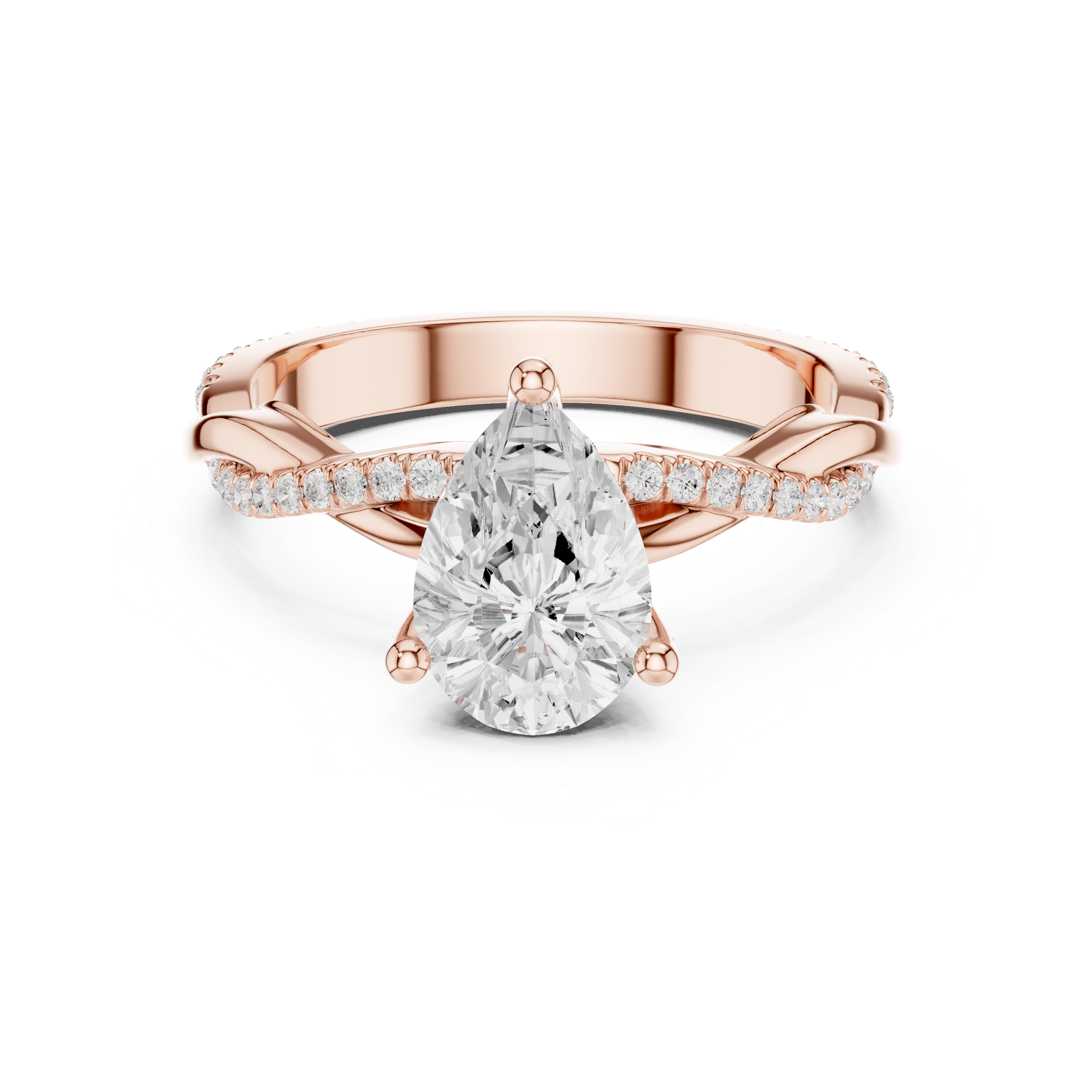 Pear Cut Twisted Pave Diamond Engagement Ring
