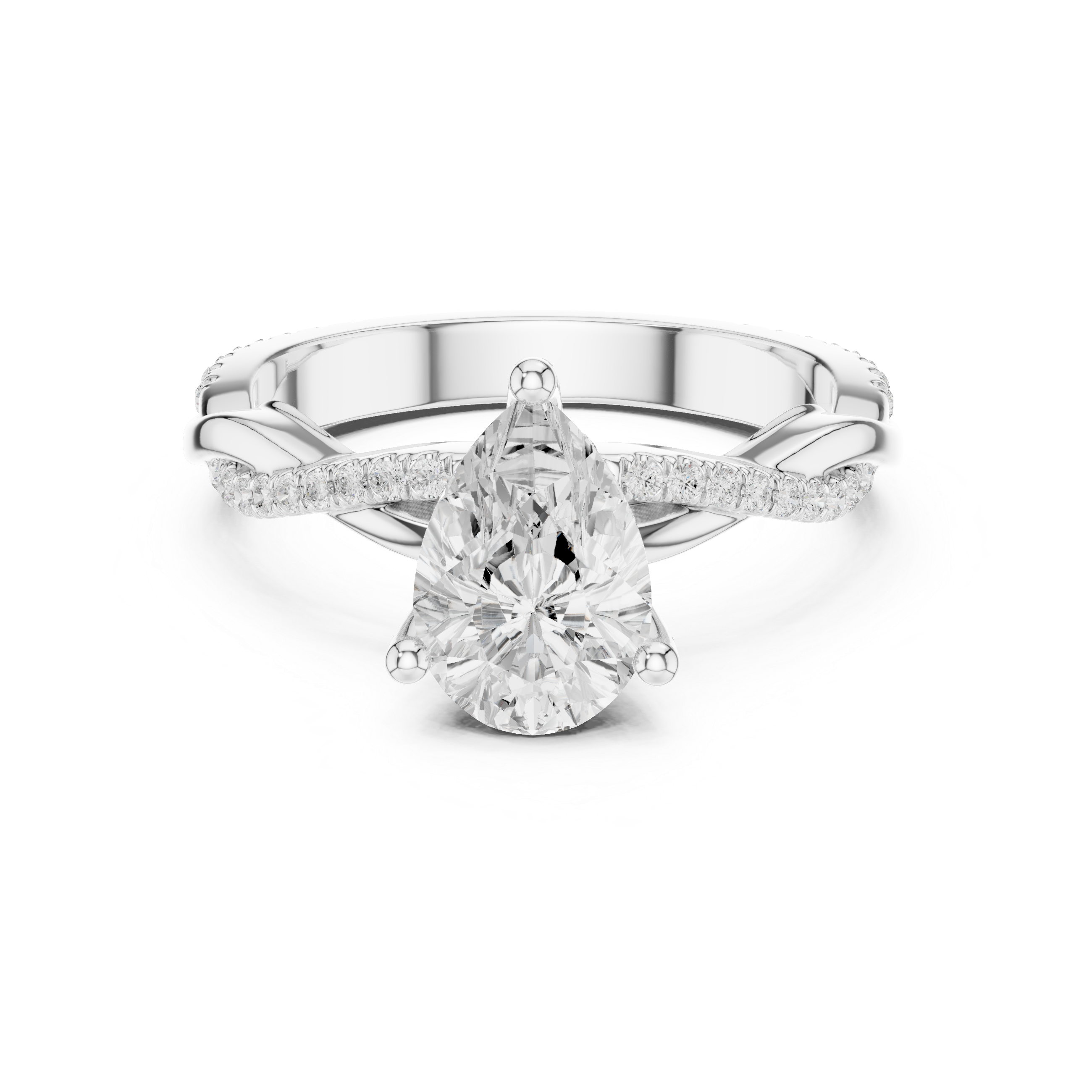 Pear Cut Twisted Pave Diamond Engagement Ring