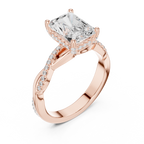 Radiant Cut Twisted Pave Diamond Engagement Ring