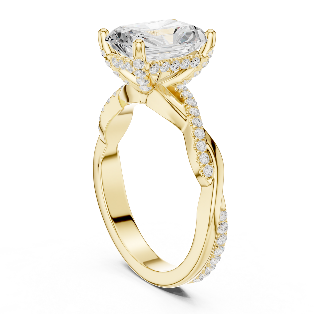 Radiant Cut Twisted Pave Diamond Engagement Ring