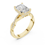 Radiant Cut Twisted Pave Diamond Engagement Ring