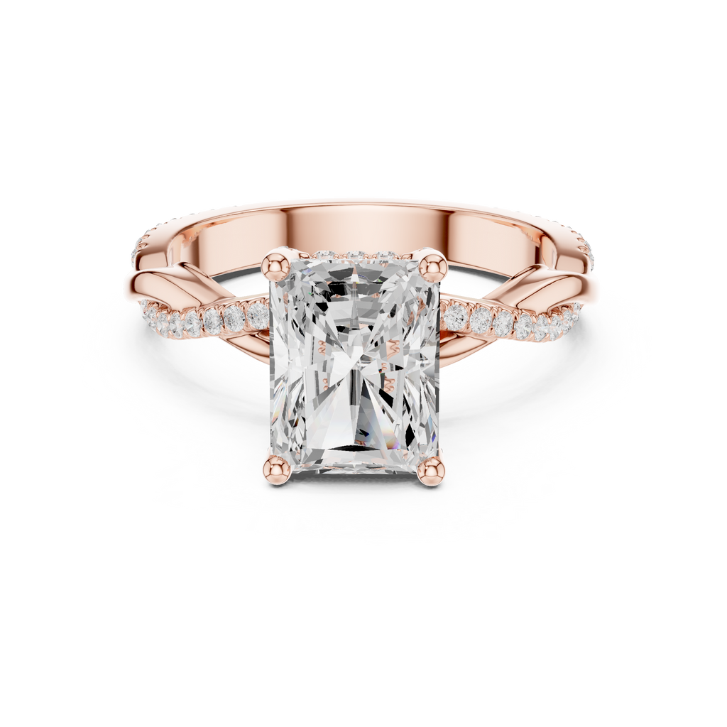 Radiant Cut Twisted Pave Diamond Engagement Ring