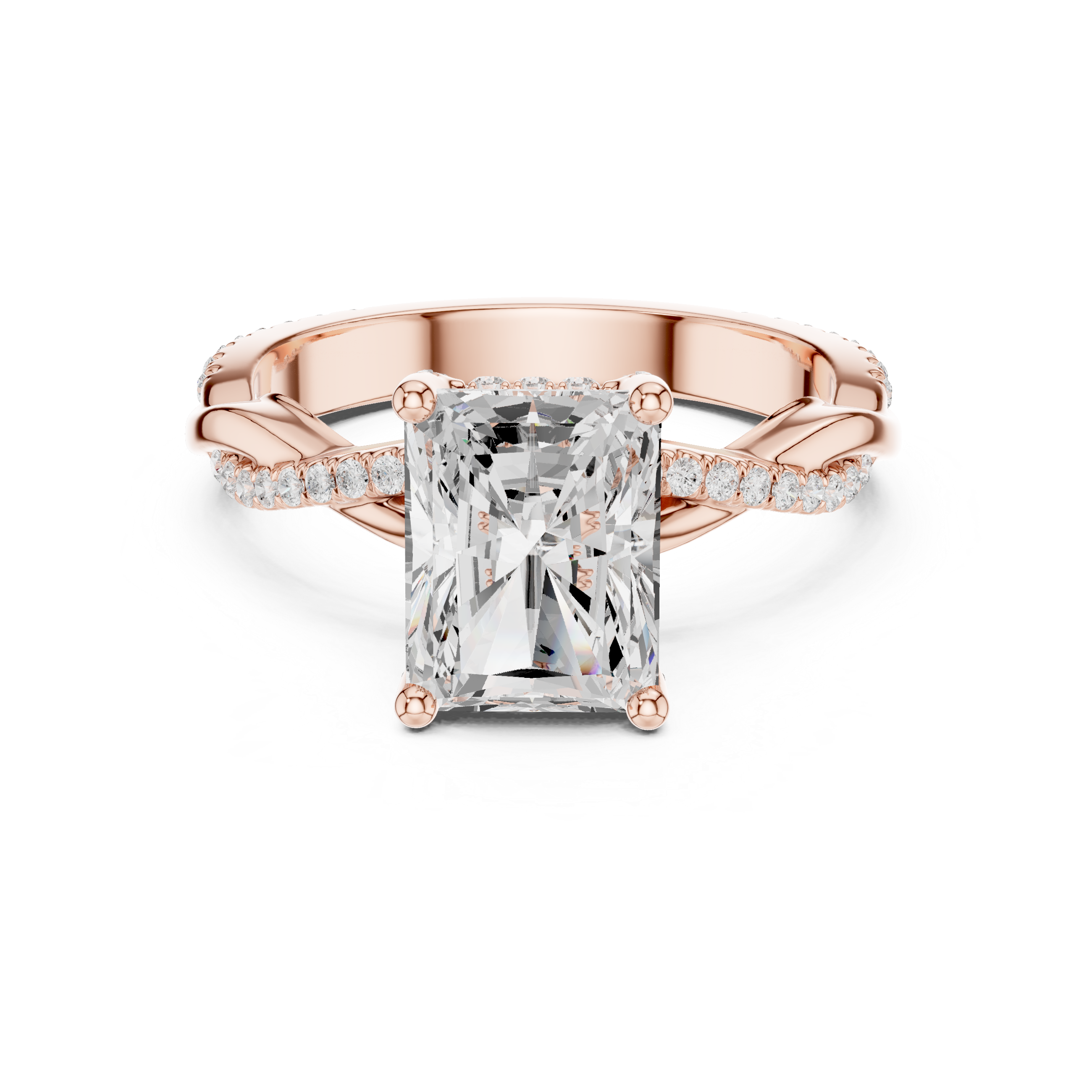 Radiant Cut Twisted Pave Diamond Engagement Ring