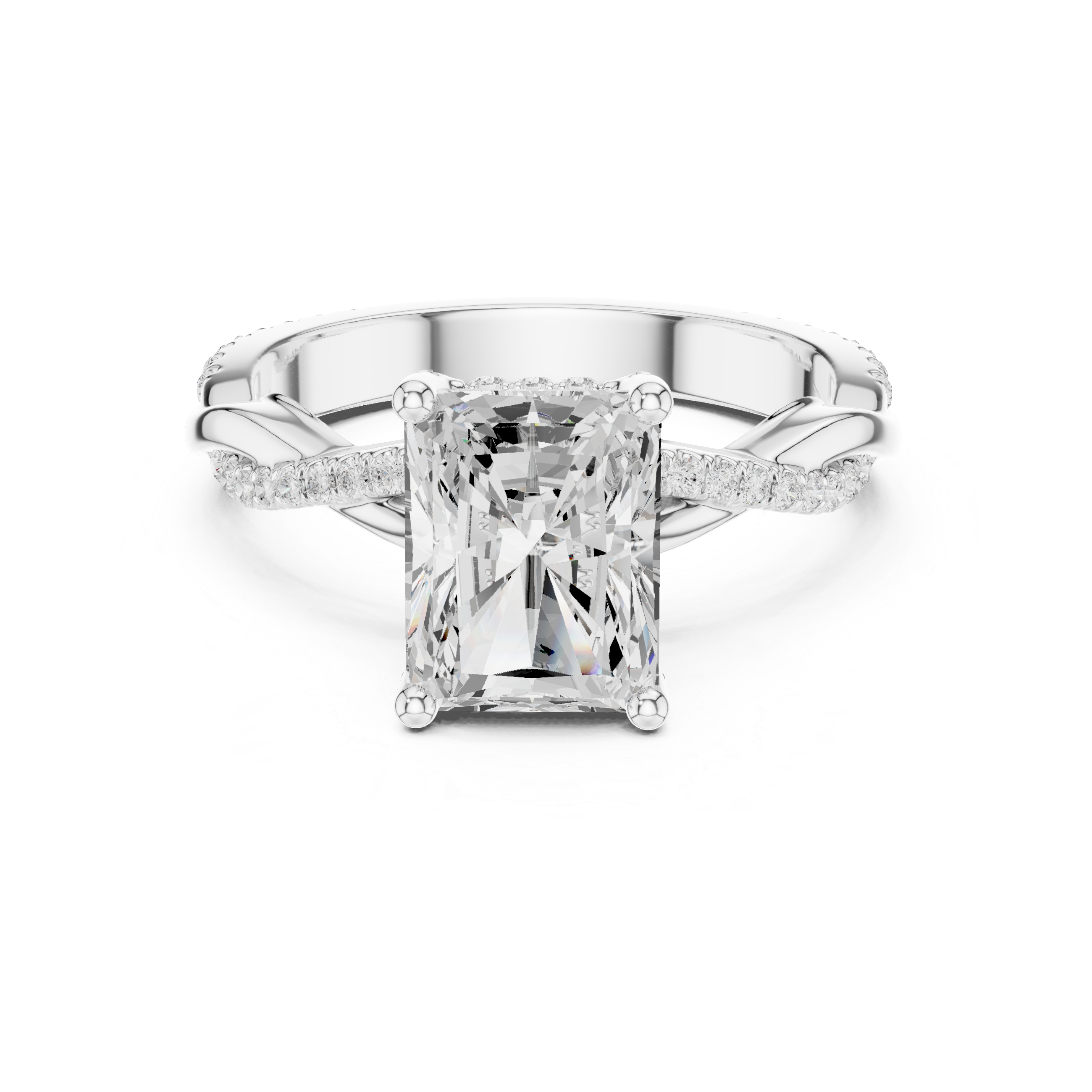Radiant Cut Twisted Pave Diamond Engagement Ring
