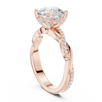 Round Brilliant Cut Twisted Pave Diamond Engagement Ring
