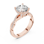 Round Brilliant Cut Twisted Pave Diamond Engagement Ring