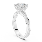 Round Brilliant Cut Twisted Pave Diamond Engagement Ring