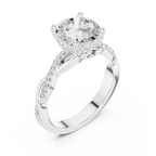 Round Brilliant Cut Twisted Pave Diamond Engagement Ring