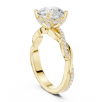 Round Brilliant Cut Twisted Pave Diamond Engagement Ring