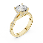 Round Brilliant Cut Twisted Pave Diamond Engagement Ring