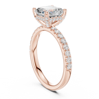 Asscher Cut Pavé Engagement Ring with Hidden Halo