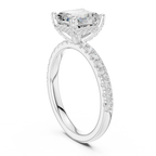 Asscher Cut Pavé Engagement Ring with Hidden Halo