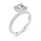 Asscher Cut Pavé Engagement Ring with Hidden Halo