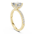 Asscher Cut Pavé Engagement Ring with Hidden Halo