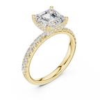 Asscher Cut Pavé Engagement Ring with Hidden Halo