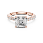 Asscher Cut Pavé Engagement Ring with Hidden Halo