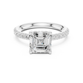 Asscher Cut Pavé Engagement Ring with Hidden Halo