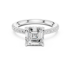 Asscher Cut Pavé Engagement Ring with Hidden Halo