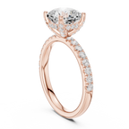 Cushion Cut Pavé Engagement Ring with Hidden Halo