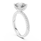 Cushion Cut Pavé Engagement Ring with Hidden Halo