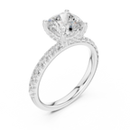 Cushion Cut Pavé Engagement Ring with Hidden Halo