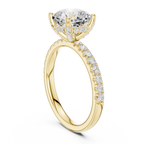 Cushion Cut Pavé Engagement Ring with Hidden Halo
