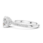 Cushion Cut Pavé Engagement Ring with Hidden Halo
