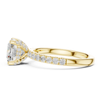 Cushion Cut Pavé Engagement Ring with Hidden Halo