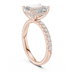 Cushion Cut Hidden Halo Pavé Engagement Ring