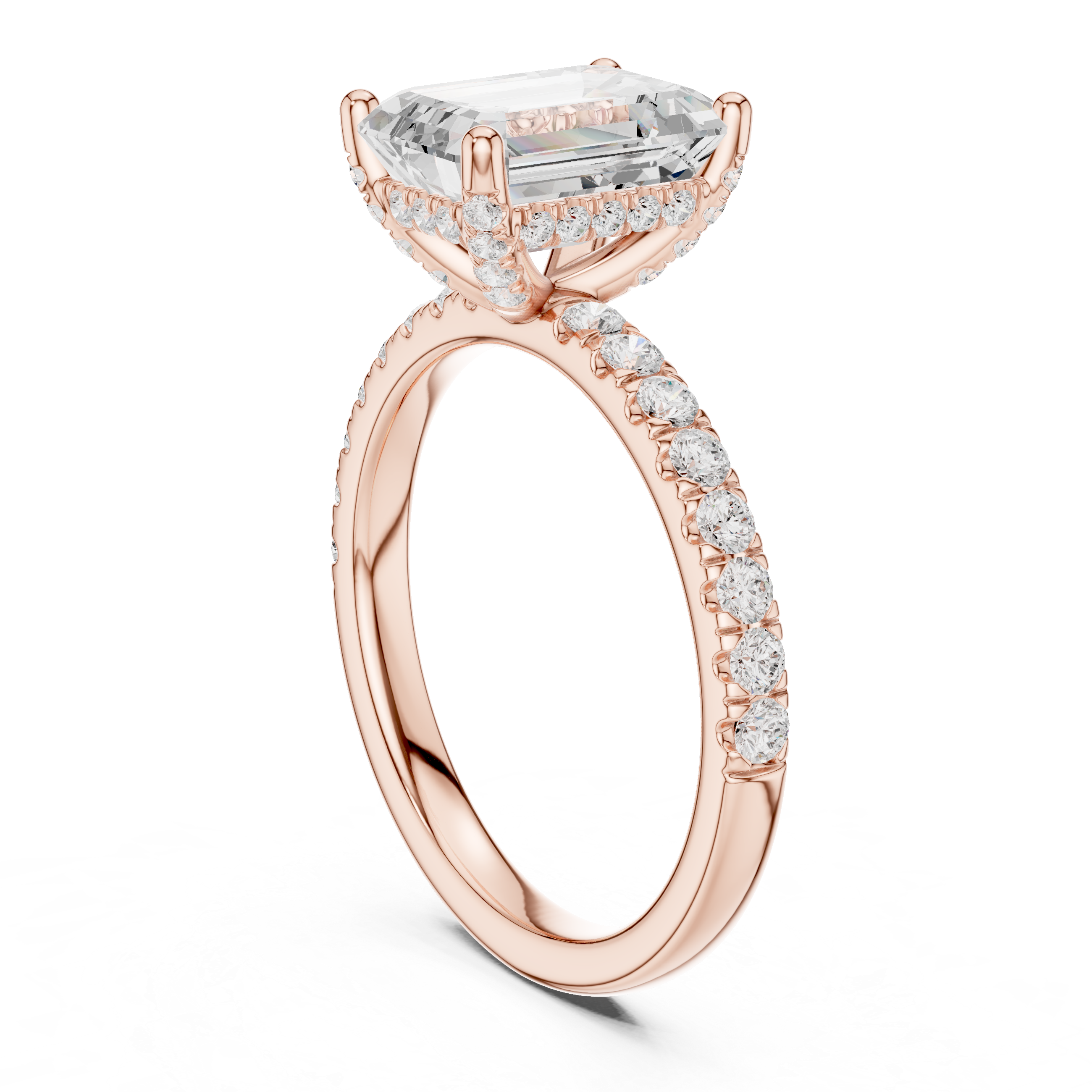 Cushion Cut Hidden Halo Pavé Engagement Ring