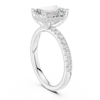 Cushion Cut Hidden Halo Pavé Engagement Ring