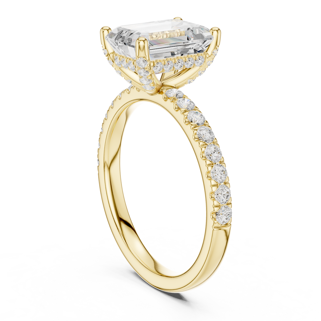 Cushion Cut Hidden Halo Pavé Engagement Ring