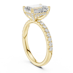 Cushion Cut Hidden Halo Pavé Engagement Ring