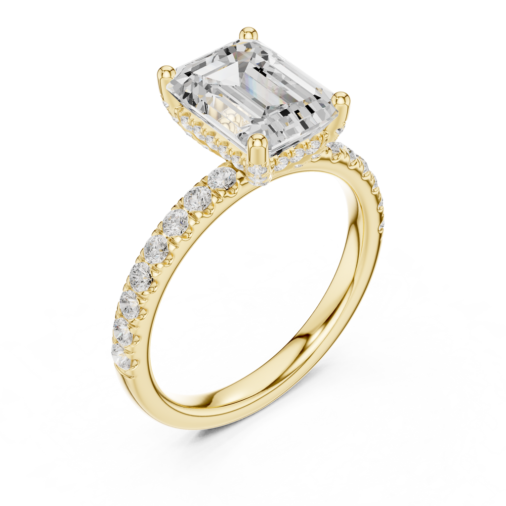 Cushion Cut Hidden Halo Pavé Engagement Ring