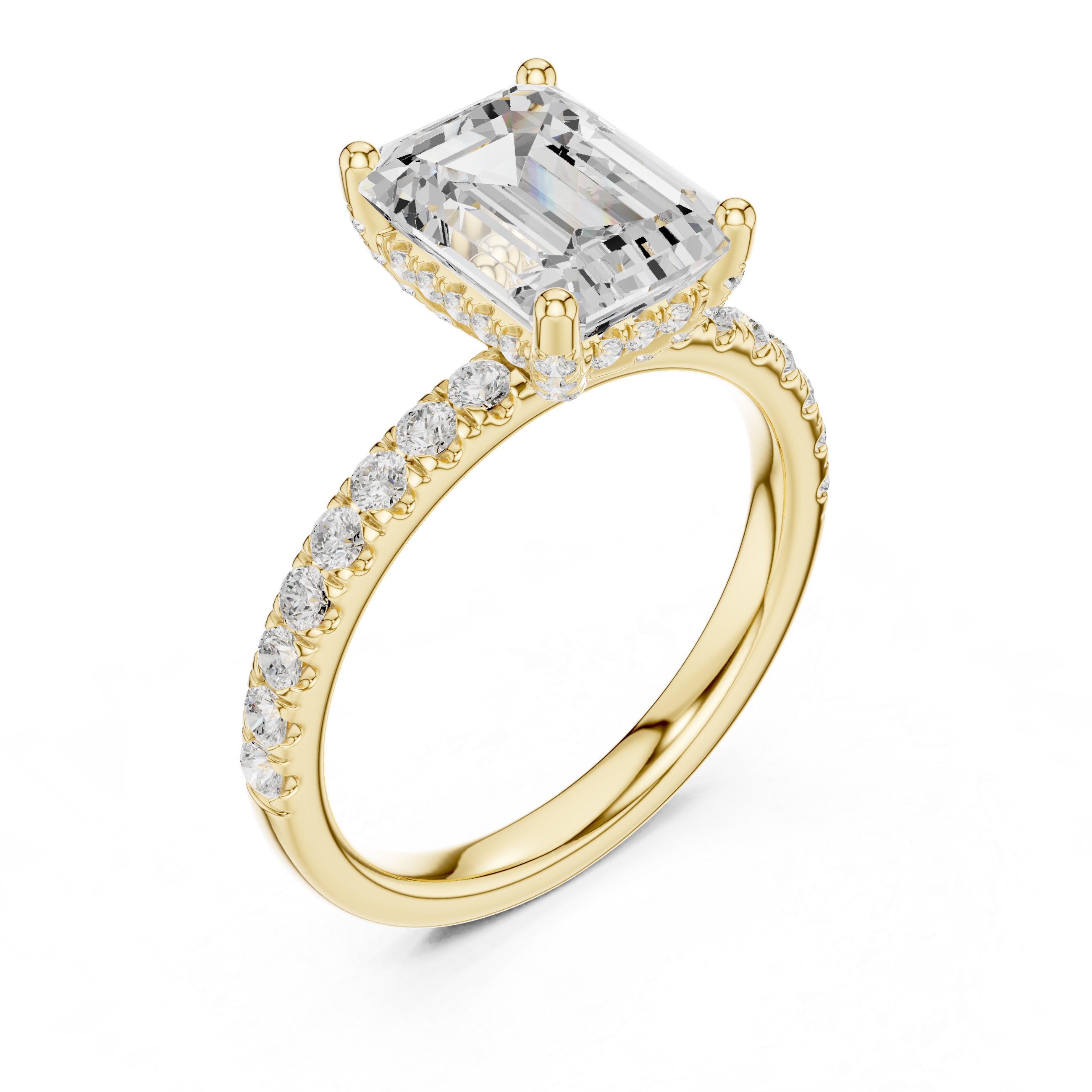 Cushion Cut Hidden Halo Pavé Engagement Ring