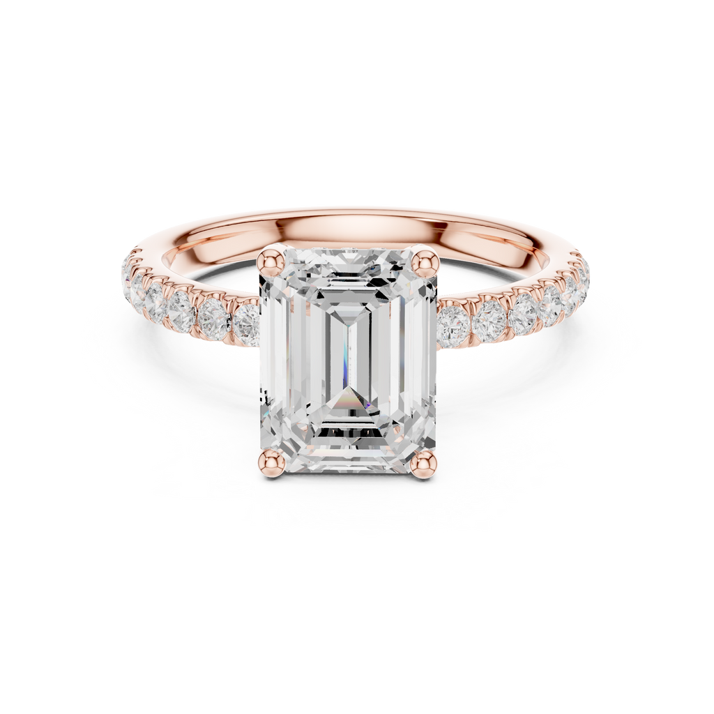 Cushion Cut Hidden Halo Pavé Engagement Ring