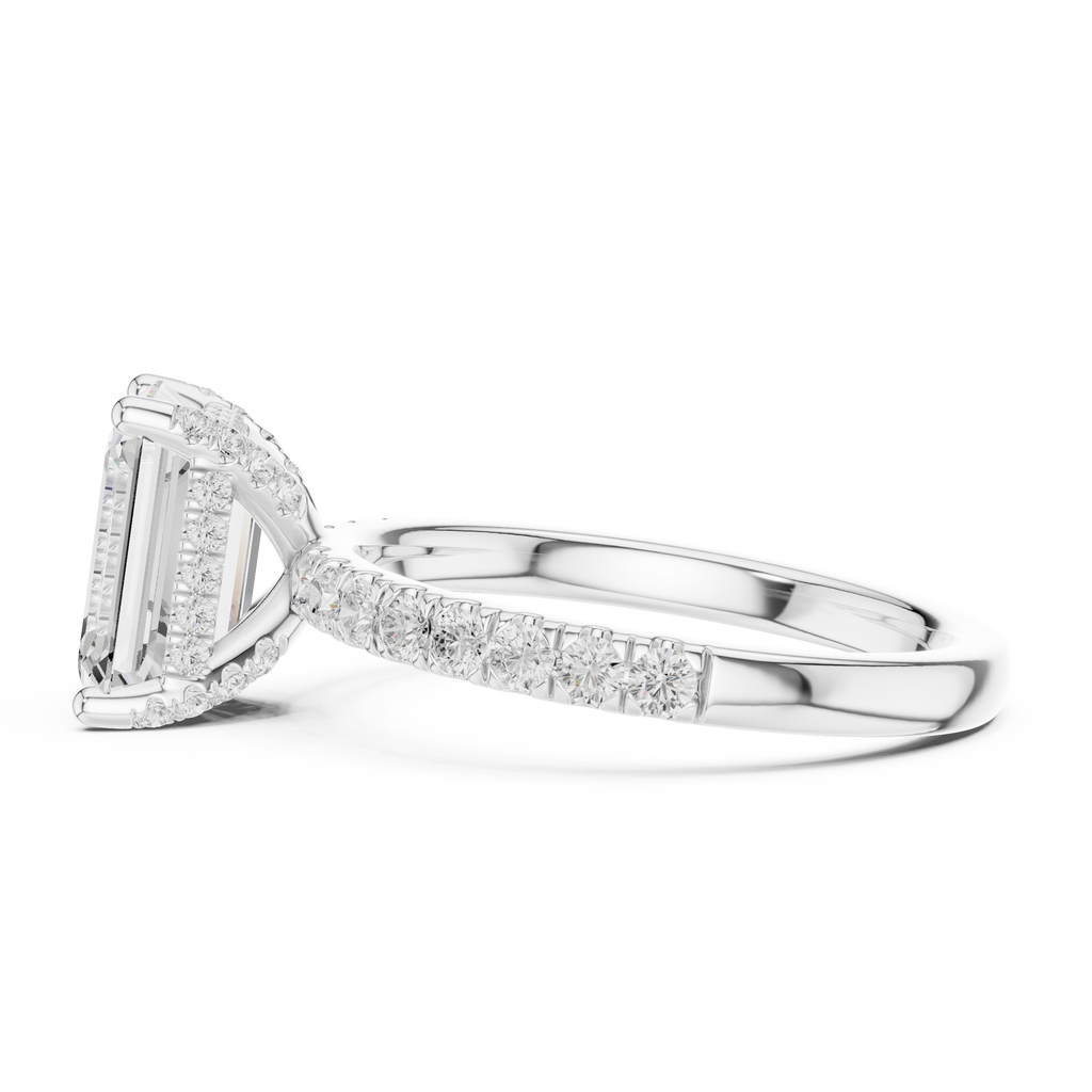 Cushion Cut Hidden Halo Pavé Engagement Ring