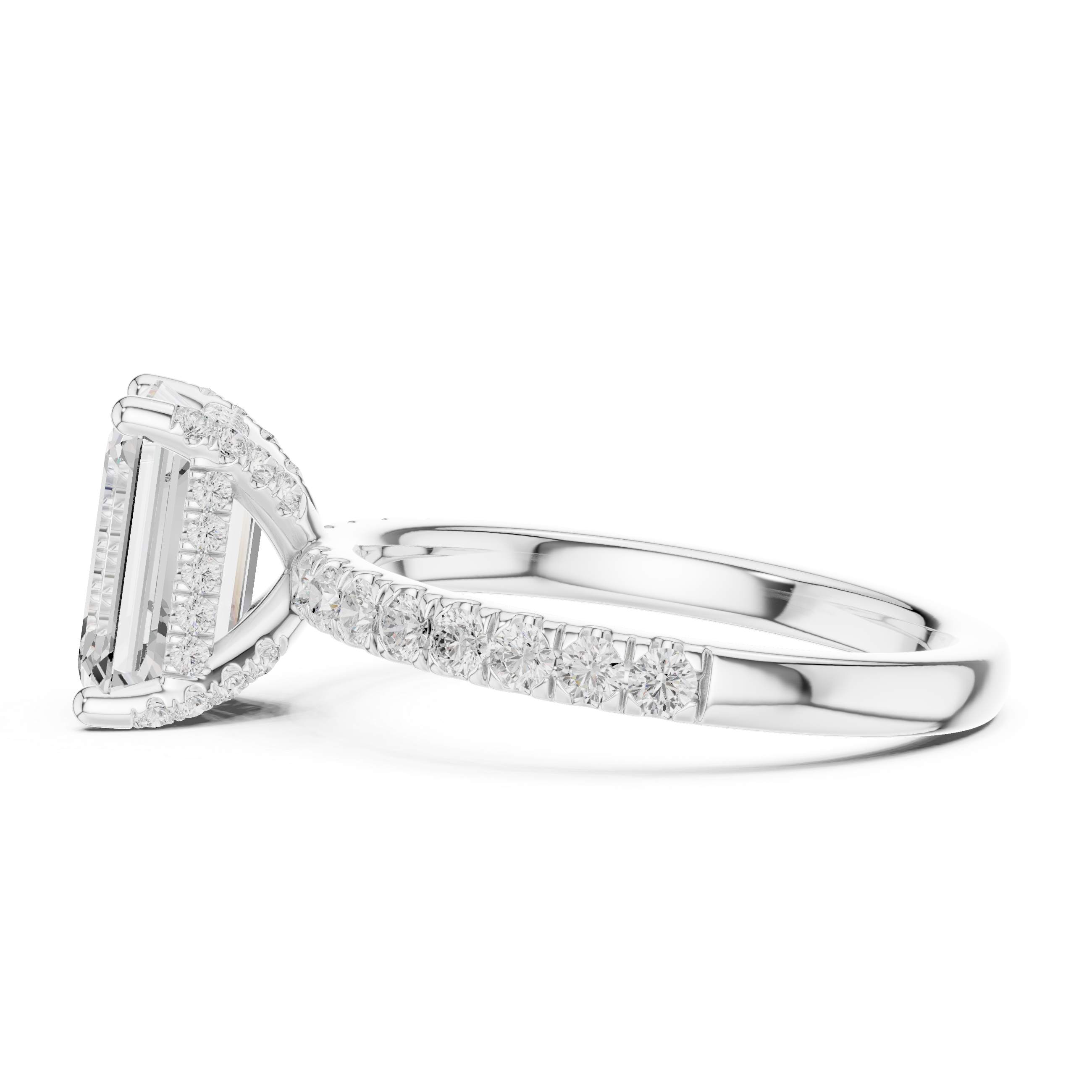 Cushion Cut Hidden Halo Pavé Engagement Ring
