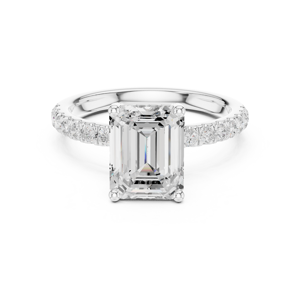 Cushion Cut Hidden Halo Pavé Engagement Ring