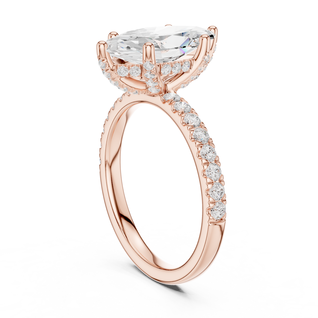 Marquise Cut Hidden Halo Pavé Engagement Ring