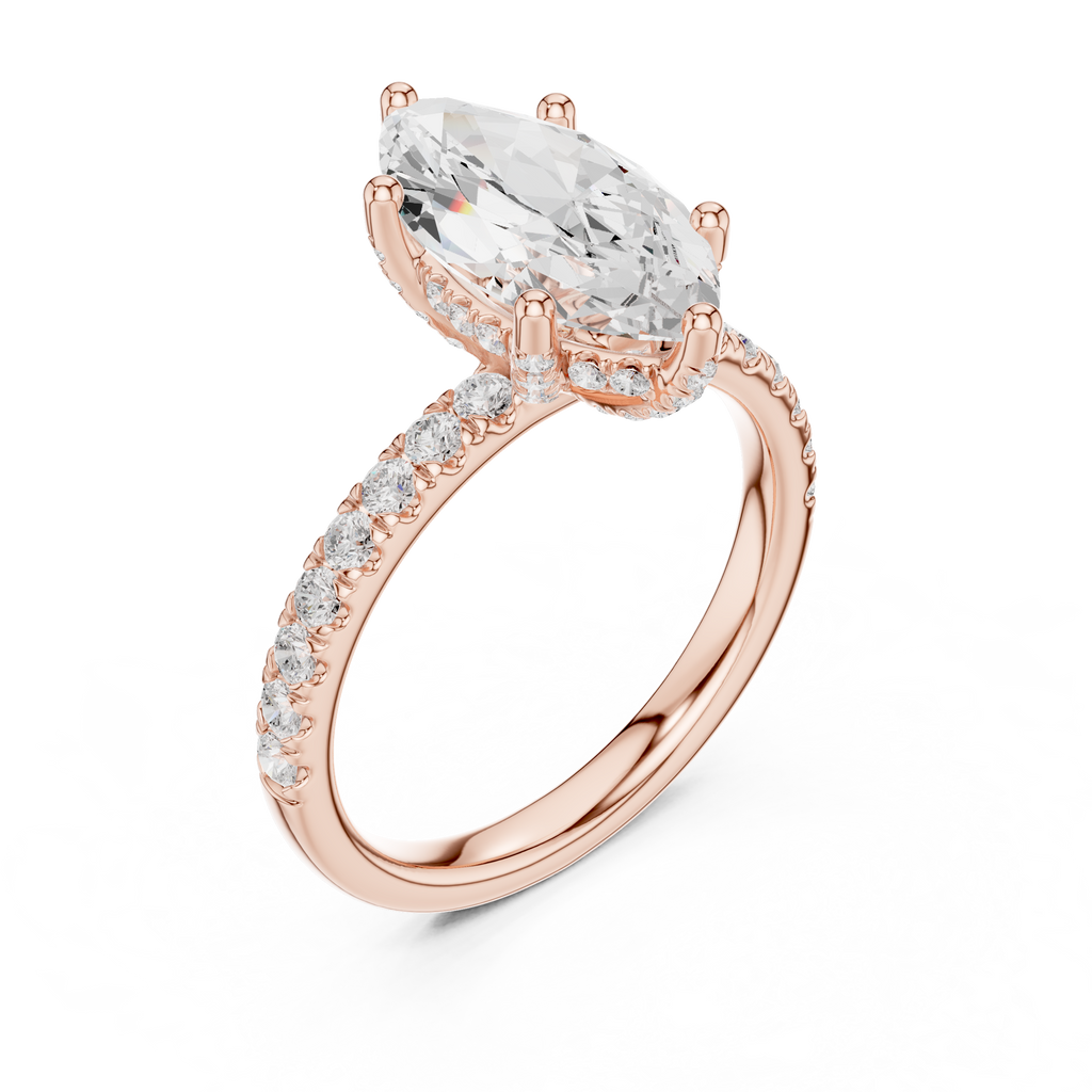 Marquise Cut Hidden Halo Pavé Engagement Ring