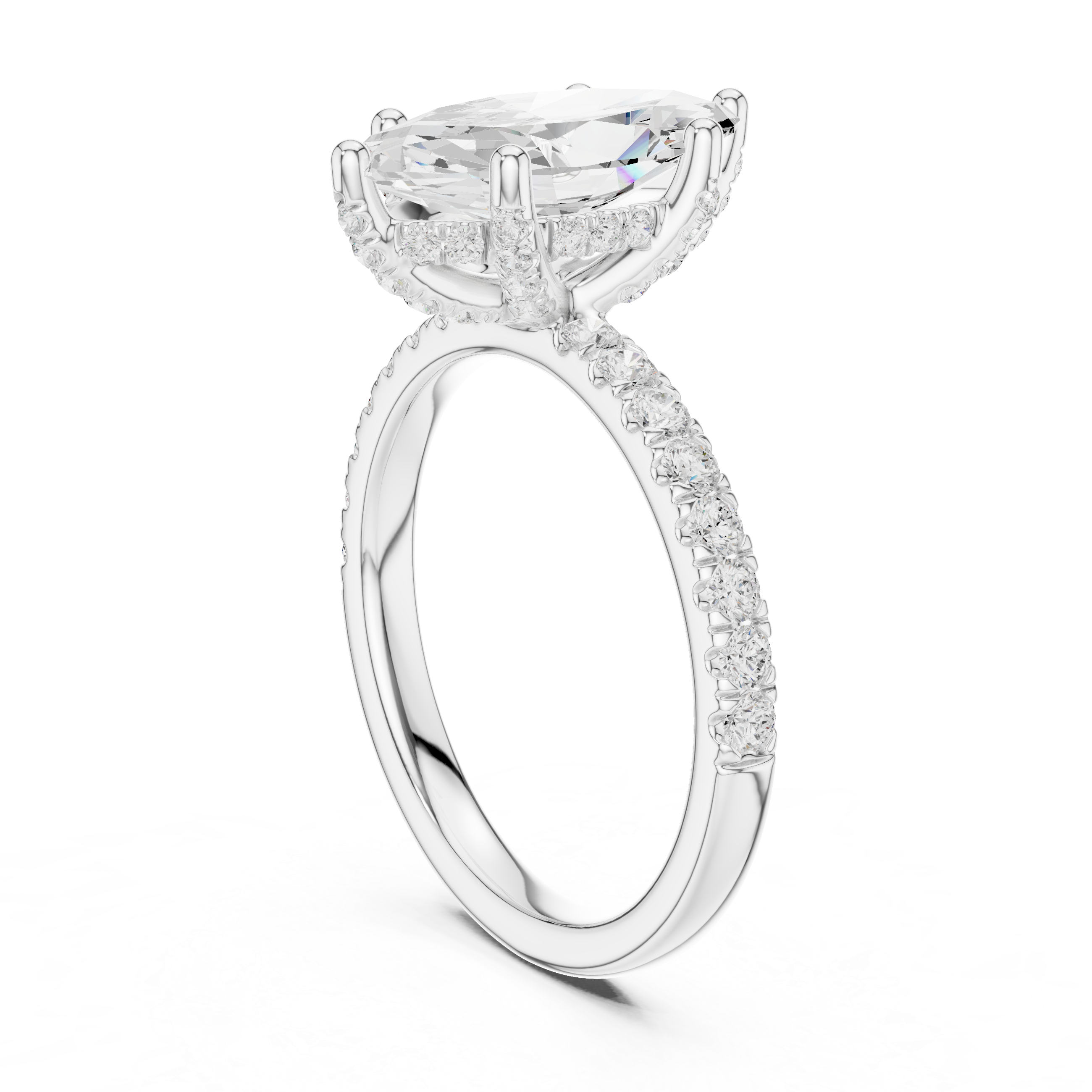 Marquise Cut Hidden Halo Pavé Engagement Ring