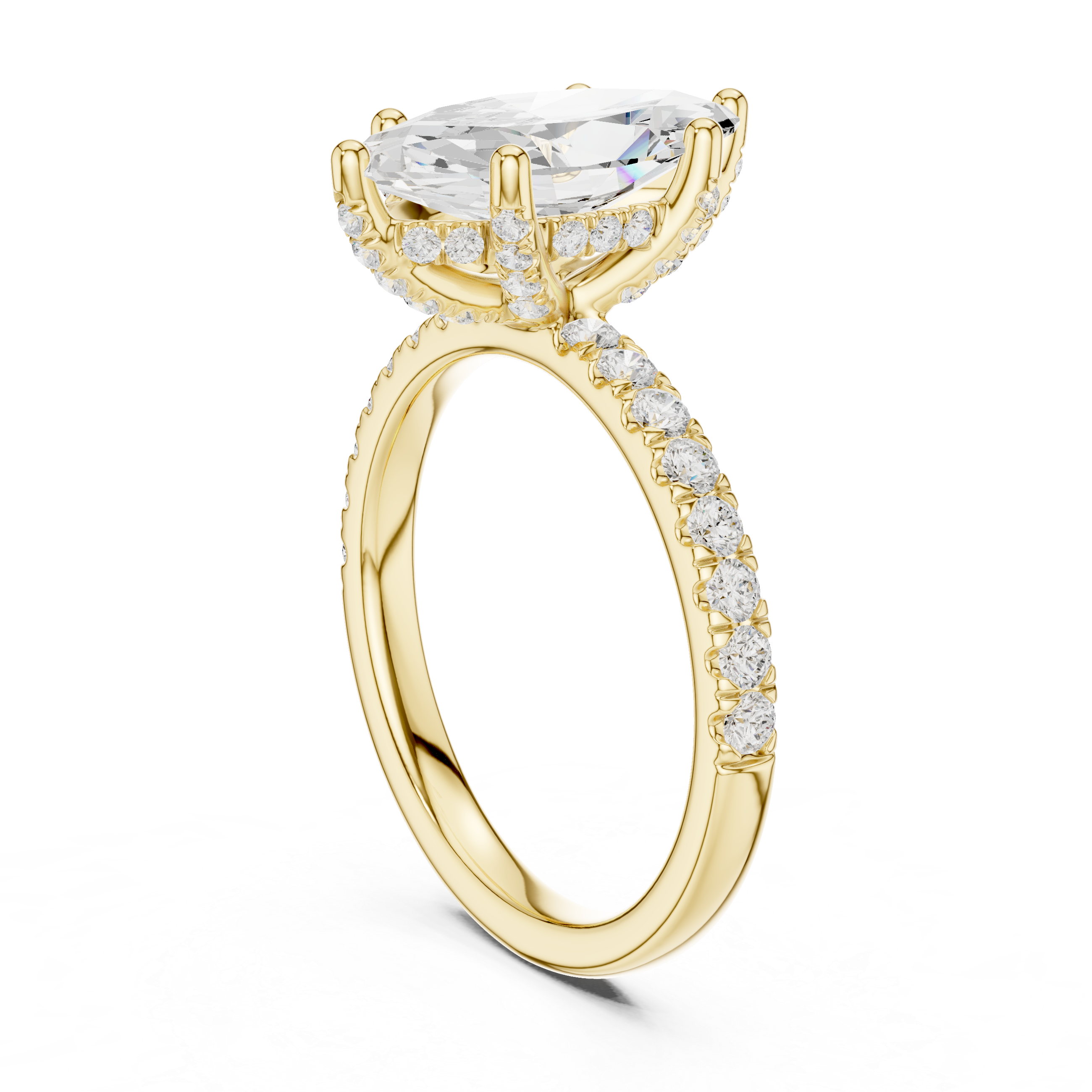 Marquise Cut Hidden Halo Pavé Engagement Ring