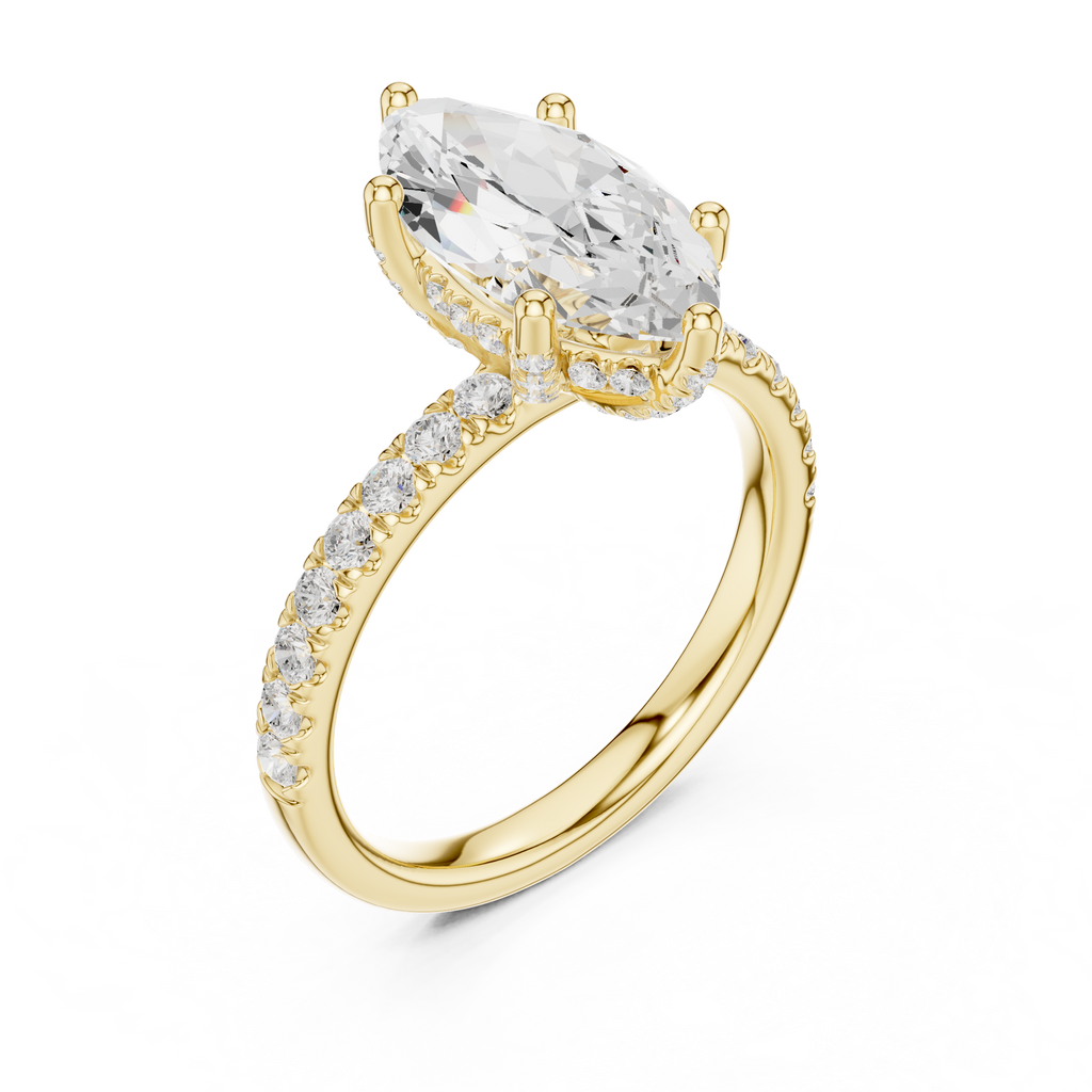 Marquise Cut Hidden Halo Pavé Engagement Ring