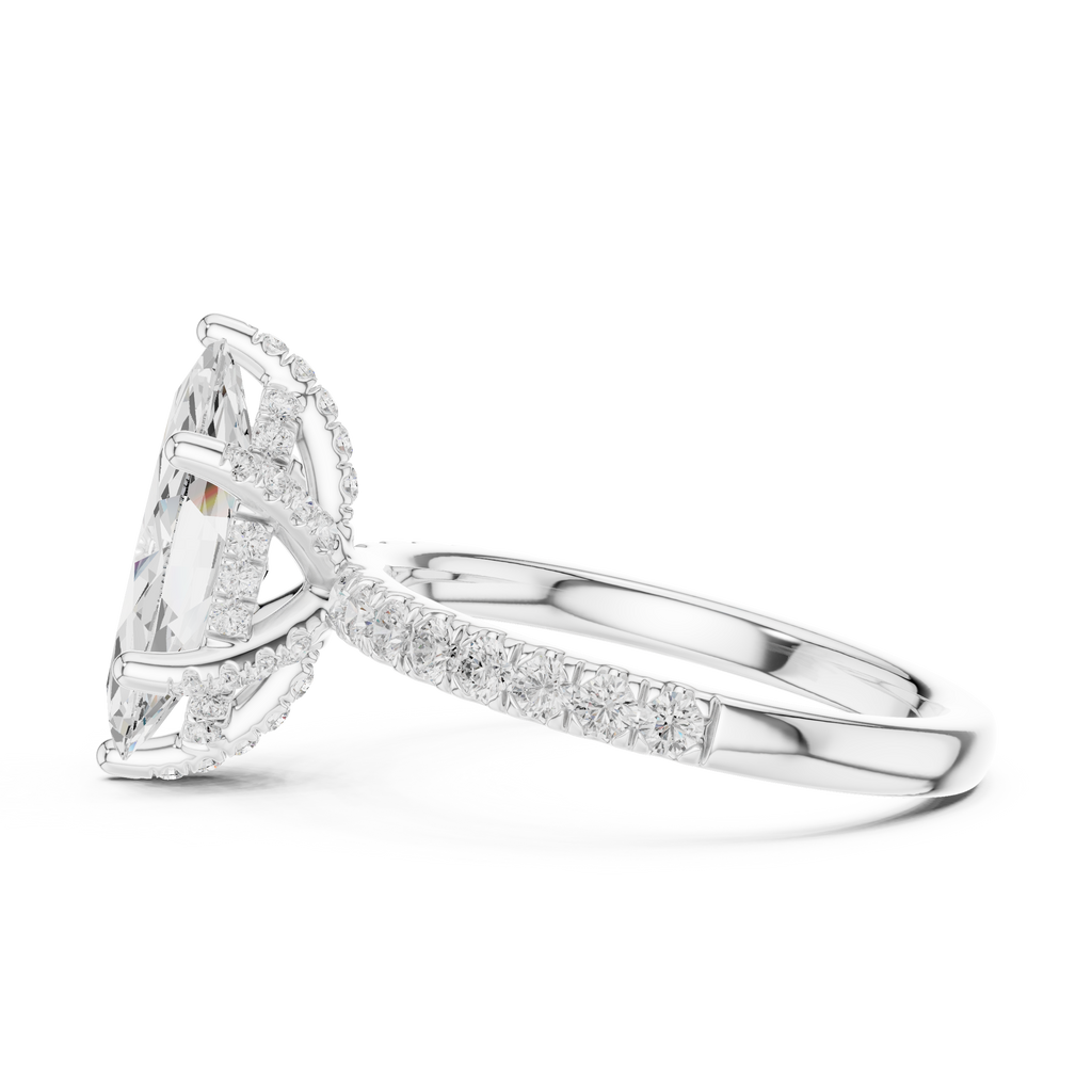 Marquise Cut Hidden Halo Pavé Engagement Ring