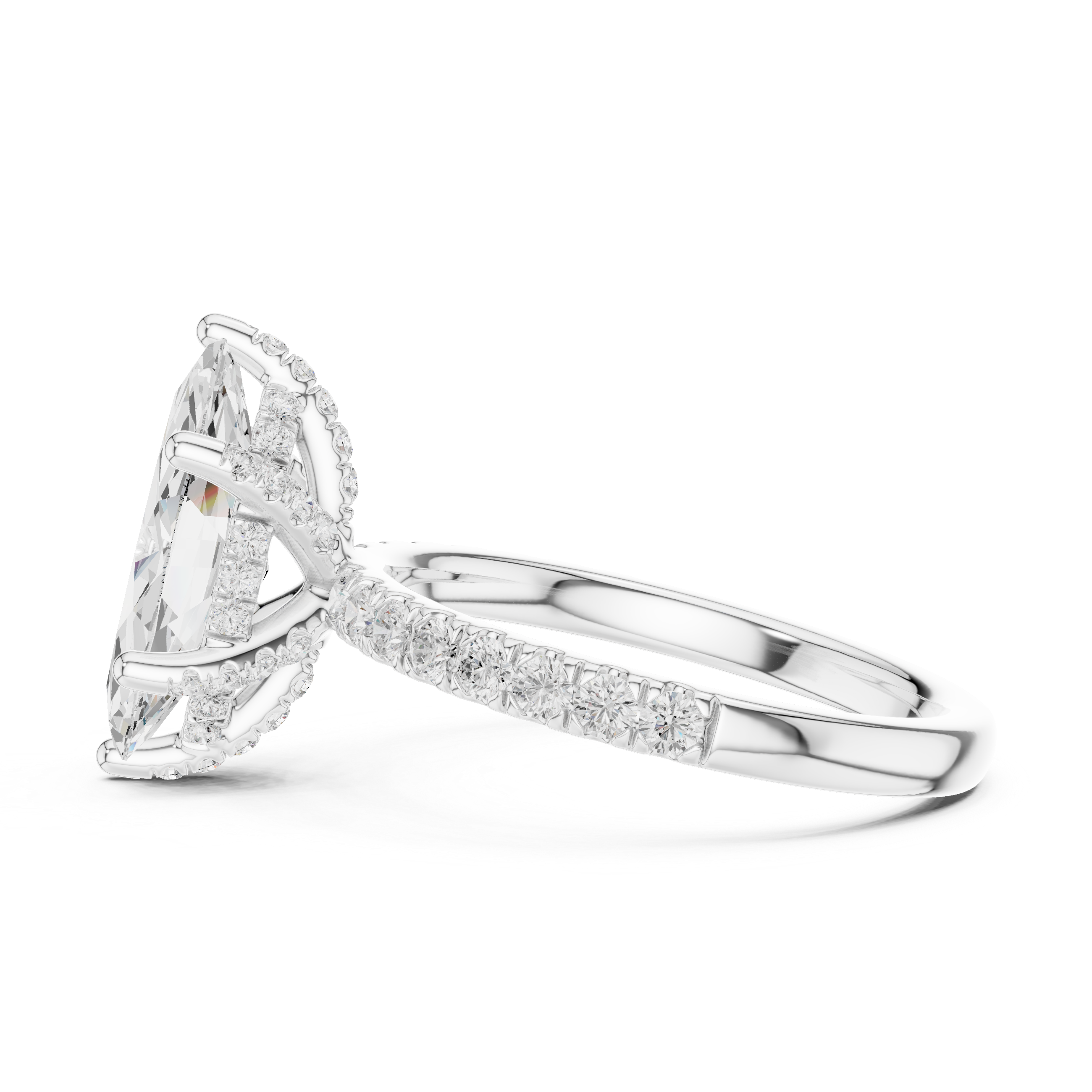 Marquise Cut Hidden Halo Pavé Engagement Ring