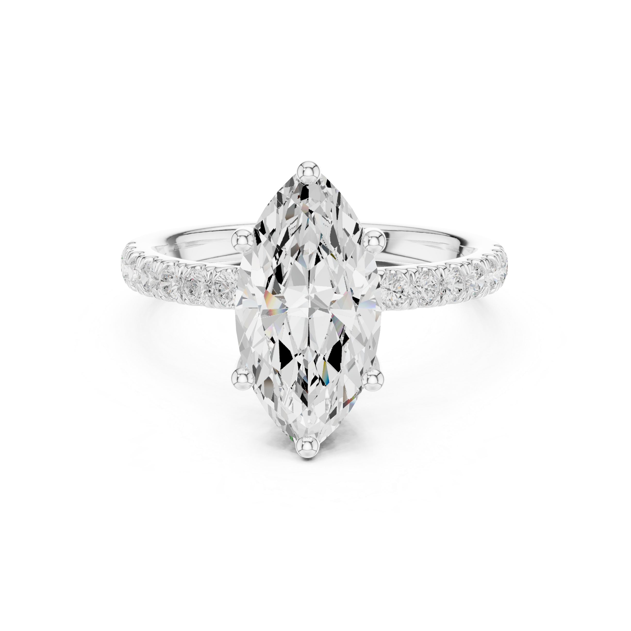 Marquise Cut Hidden Halo Pavé Engagement Ring
