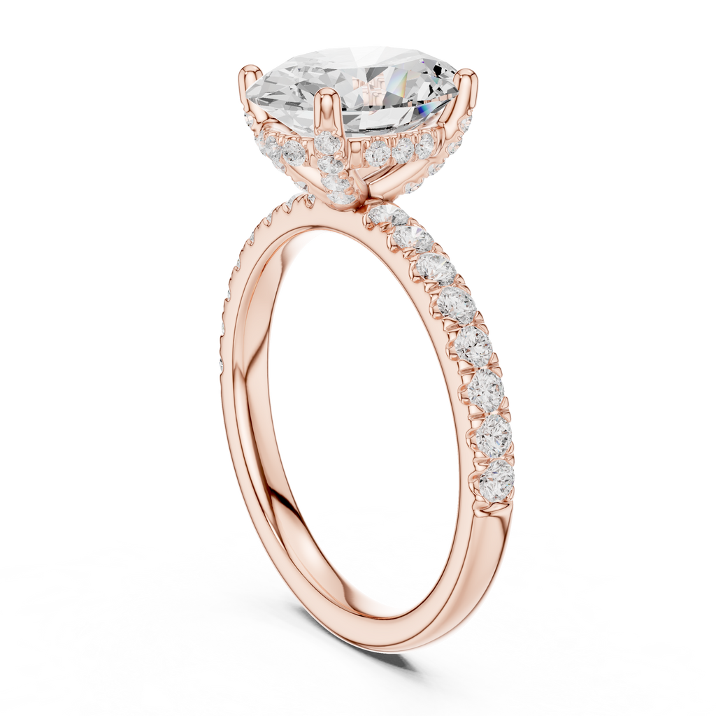 Oval Cut Hidden Halo Pavé Engagement Ring