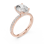 Oval Cut Hidden Halo Pavé Engagement Ring