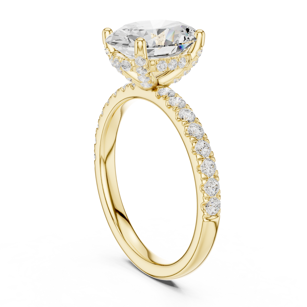 Oval Cut Hidden Halo Pavé Engagement Ring